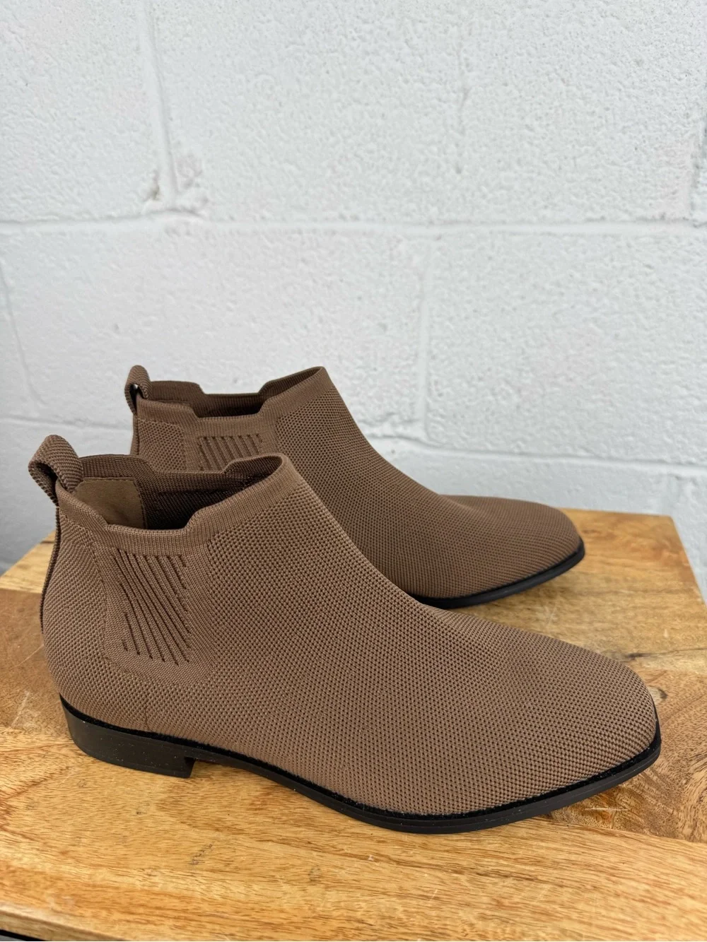 VIVAIA Knit Chelsea Ankle Boots Taupe Brown EU 40.5 US 9.5